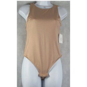 Alfani Women's High-Neck Thong Bodysuit, Latte Cafe Nude Beige